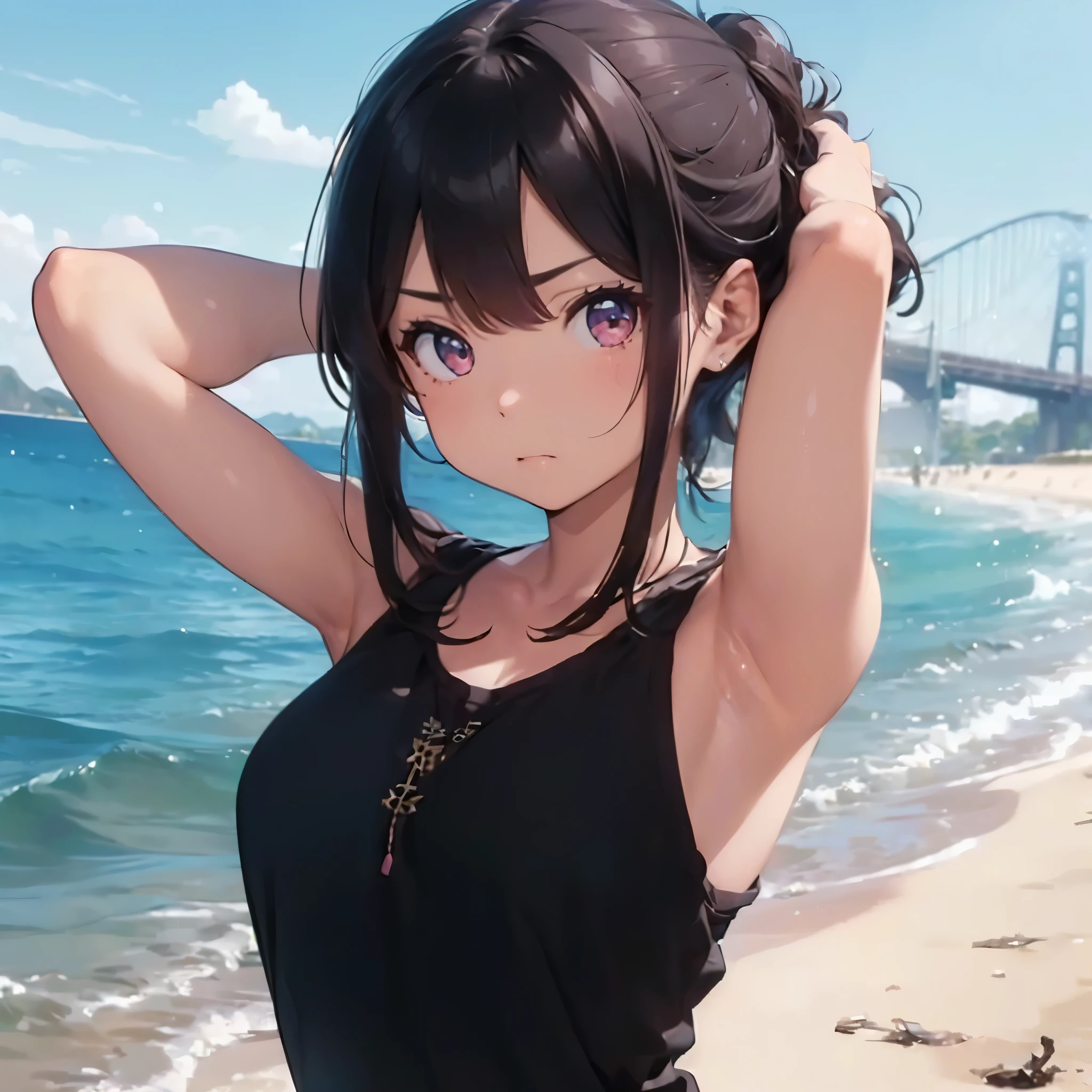 Ai Hoshino,nackt,nackt,hot,sexy,beautiful,Perfect Body,1girls,medium ,Meisterwerk,Perfektes Gesicht,ausdrucksstarkes Gesicht,nackt,strand,bikini top,no jacked,short skirt,only bikini top,young,not tall,small tighs,short,18 years old,beach,medium naked tits