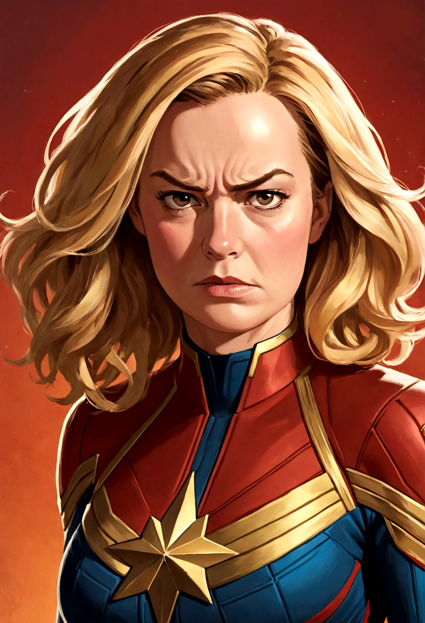 Captain Marvel is making a disgusted face