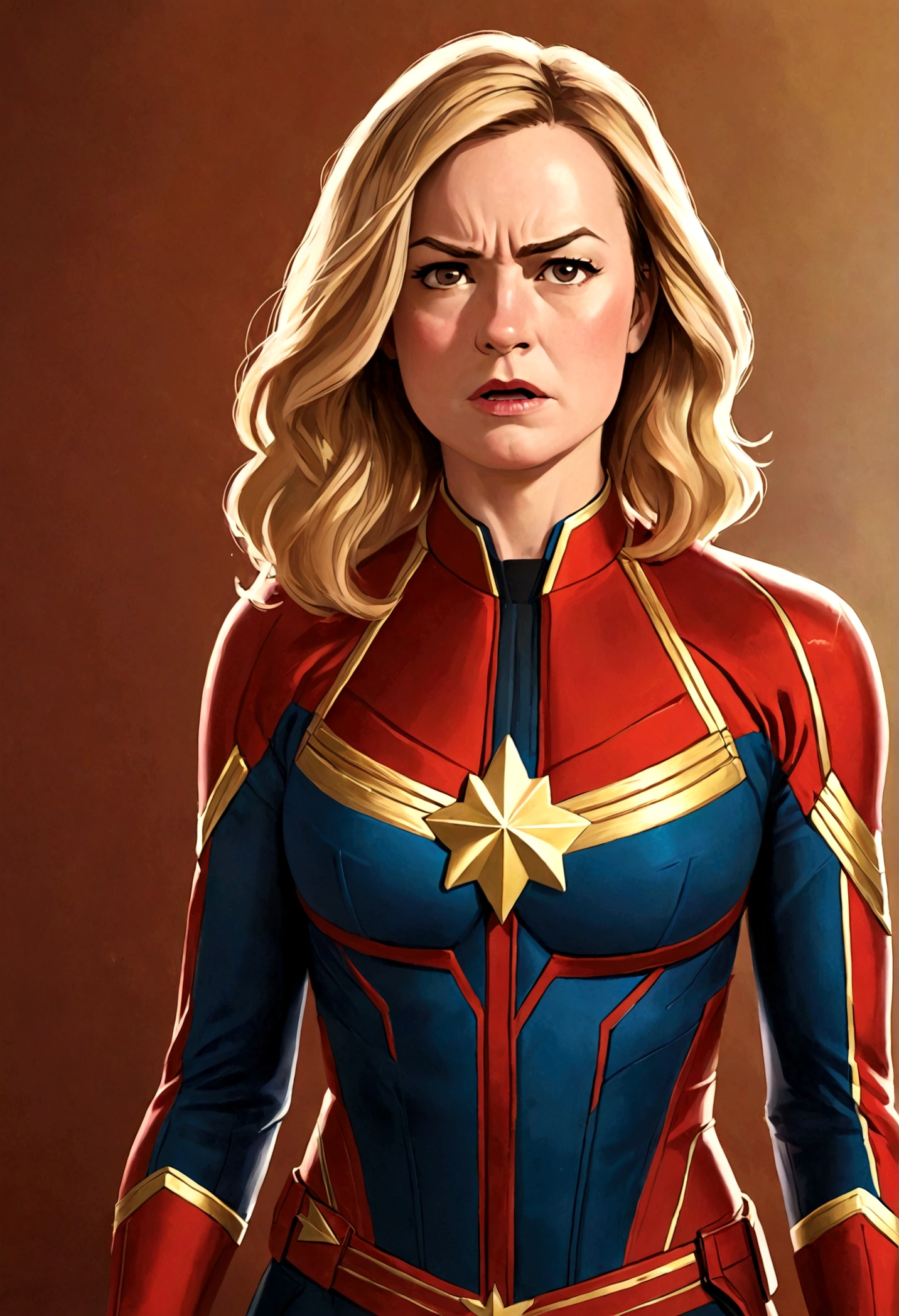 Captain Marvel is making a disgusted face
