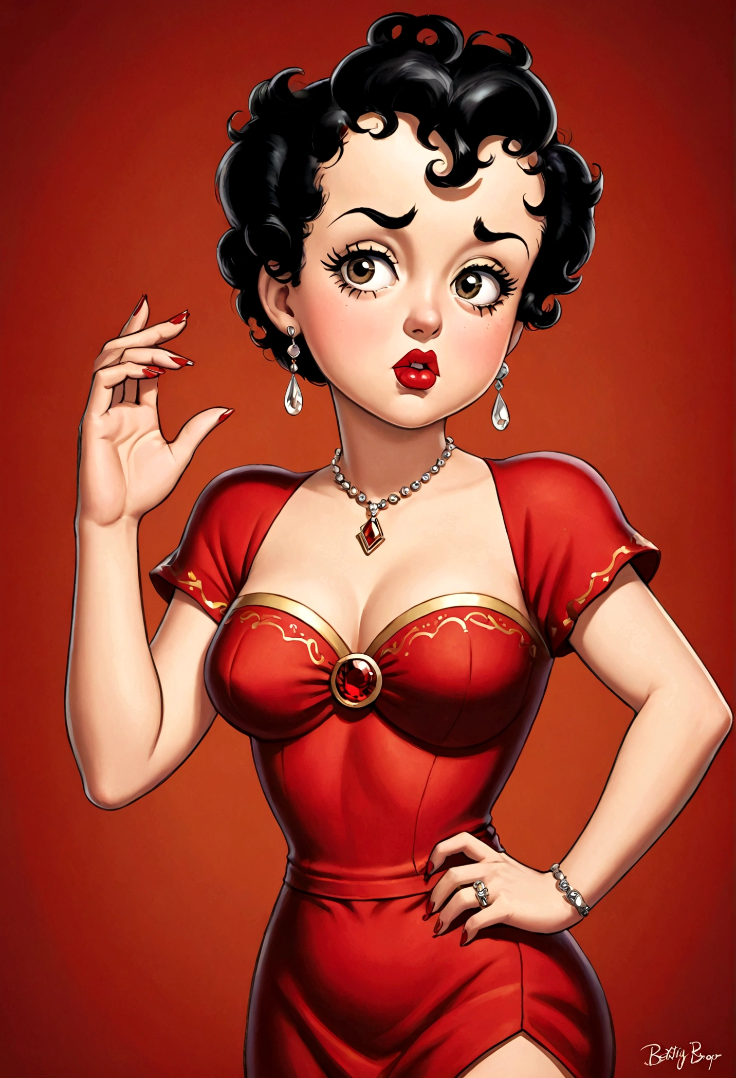 Betty Boop is making a disgusted face