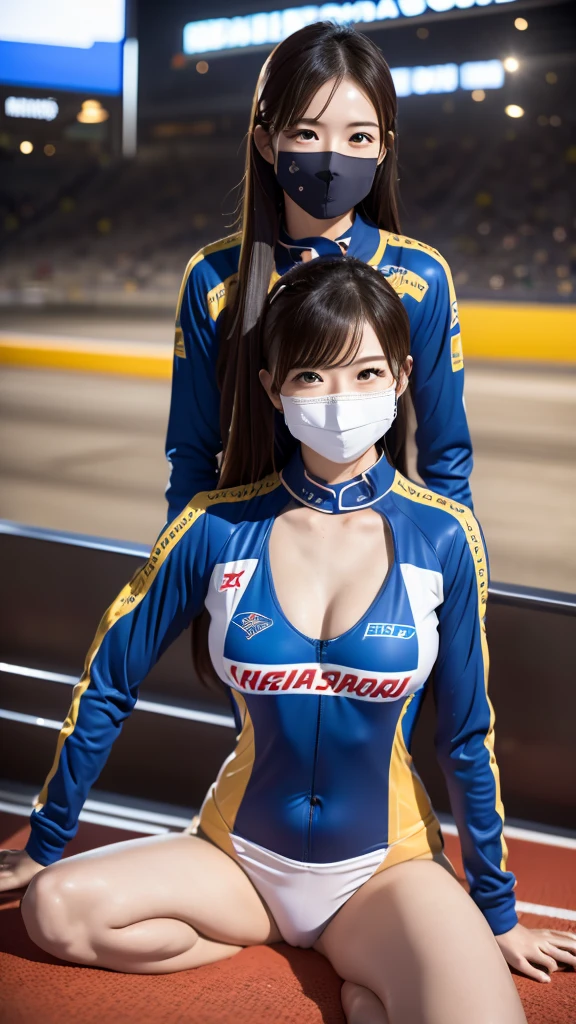 AIBeauty、Racing Suit Prompt、Real Beauty、Racing Car、Racetrack、Racing Carの上に座る、Spread your legs、Face masks、Spread your legs、No bra、No underwear、Starry sky animal circle