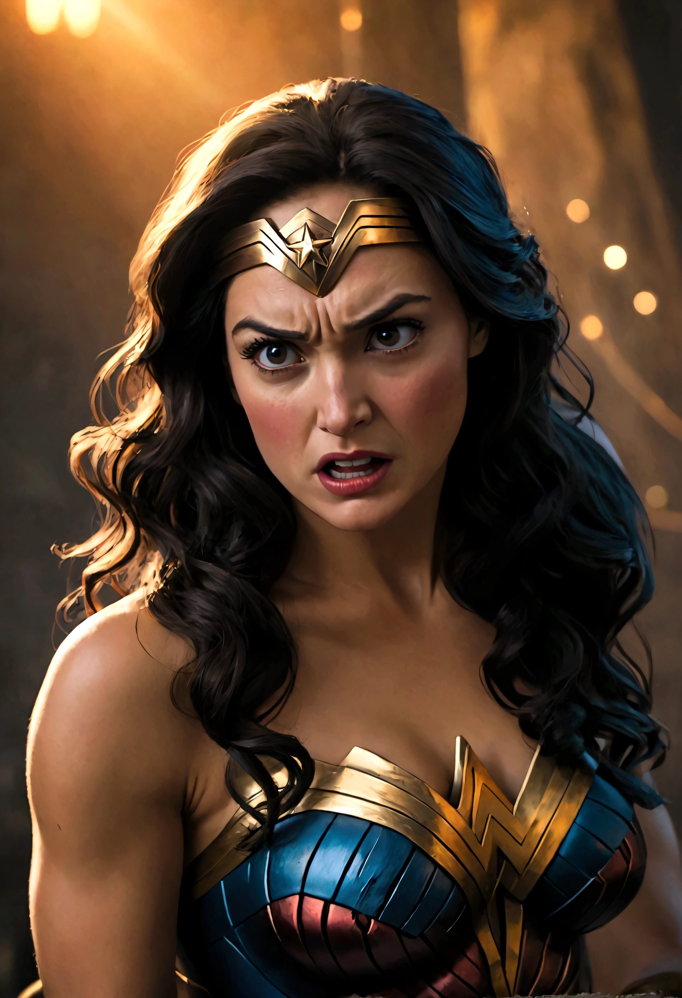 Wonder Woman is making a disgusted face