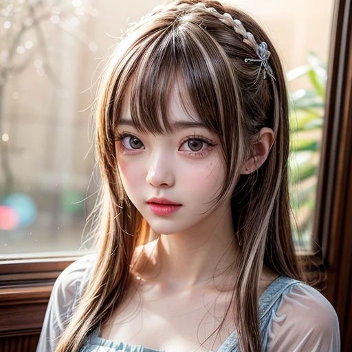 NSFW, 8k, High-level, absurd, masterpiece, best quality, primitive, very detailed CG, very detailed wallpaper, perfect lighting, Extremely detailed (((The personifying " Nami ONE PIECE " as a Little Girl))), MysticSight, Tyndall effect, Tyndall scattering, Studio gray background with (many Dazzling RainbowColor particles BokeH:1.28), (RoundlyButts, ThighGap), (Exposed:0.4), (Assfocus with looking ahead), BREAK (NOGIZAKA face variations) Extremely Detailed very KAWAII face variations, perfect anatomy, Childish, captivating gaze, elaborate detailed Eyes with (sparkling highlights:1.28), long eyelashes、Glossy RED Lips with beautiful details, Coquettish tongue, Rosy cheeks, Radiant PearlSkin with clear transparency . { (Dynamic LifeLike expressions:1.4) | :d) }, (large eyes:-1) .