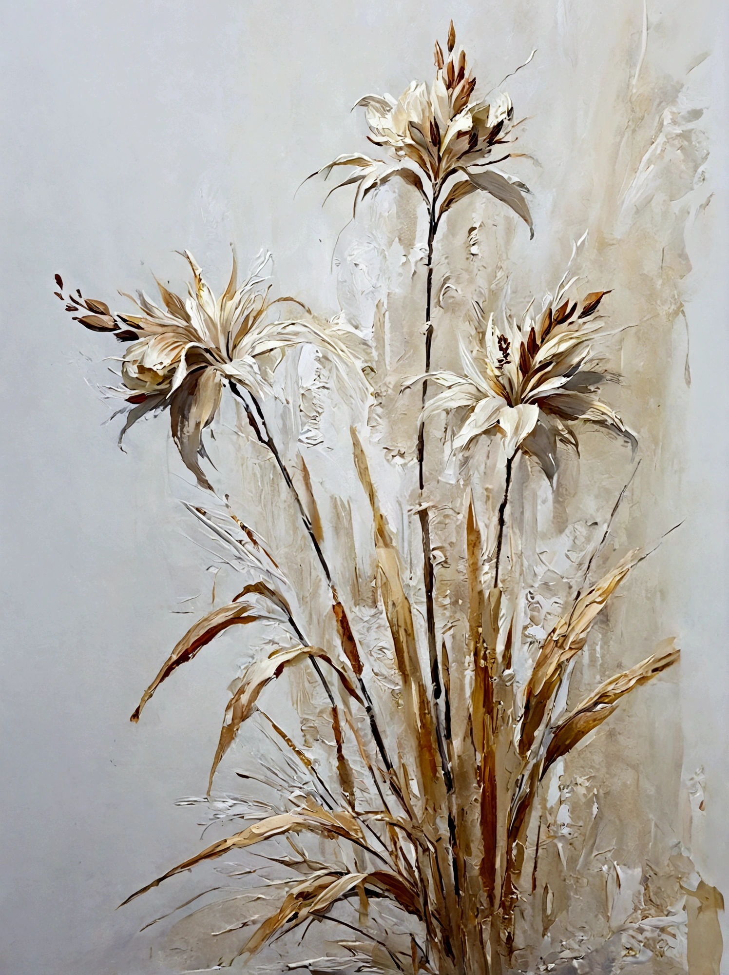 金色的reed，reed，vanilla，bright，White background，real，emotion，Thick textured paint, 