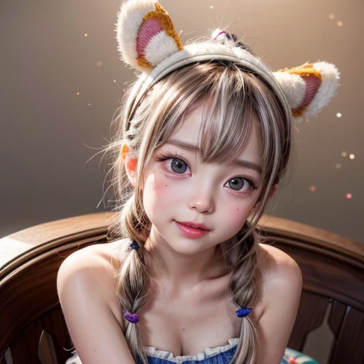 NSFW, 8k, High-level, absurd, masterpiece, best quality, primitive, very detailed CG, very detailed wallpaper, perfect lighting, Extremely detailed (((The personifying " Tony Tony Chopper " as a Little Girl))), MysticSight, Tyndall effect, Tyndall scattering, Studio gray background with (many Dazzling RainbowColor particles BokeH:1.28), (RoundlyButts, ThighGap), (Exposed:0.4), (Assfocus with looking ahead), BREAK (NOGIZAKA face variations) Extremely Detailed very KAWAII face variations, perfect anatomy, Childish, captivating gaze, elaborate detailed Eyes with (sparkling highlights:1.28), long eyelashes、Glossy RED Lips with beautiful details, Coquettish tongue, Rosy cheeks, Radiant PearlSkin with clear transparency . { (Dynamic LifeLike expressions:1.4) | :d) }, (large eyes:-1) .