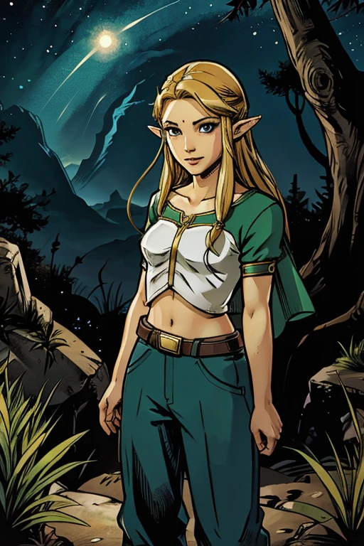 princess zelda, 1 garota, artist request, cinto, cabelo loiro, camisa azul, livro, Botas, inexpressivo, corpo todo, olhos verdes, high resolution, olhando para o espectador, Magia, nintendo, pants, Orelhas pontudas, camisa, cabelo curto, fundo simples, Sozinho, A Lenda de Zelda, A Lenda de Zelda: sopro da natureza, A Lenda de Zelda: Tears of the Kingdom, flor feita de luz, Magia
