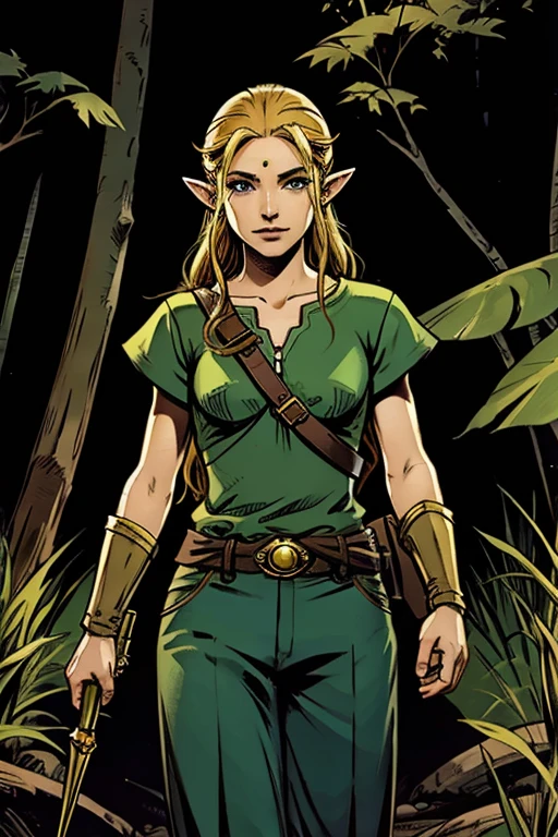 princess zelda, 1 garota, artist request, cinto, cabelo loiro, camisa azul, livro, Botas, inexpressivo, corpo todo, olhos verdes, high resolution, olhando para o espectador, Magia, nintendo, pants, Orelhas pontudas, camisa, cabelo curto, fundo simples, Sozinho, A Lenda de Zelda, A Lenda de Zelda: sopro da natureza, A Lenda de Zelda: Tears of the Kingdom, flor feita de luz, Magia