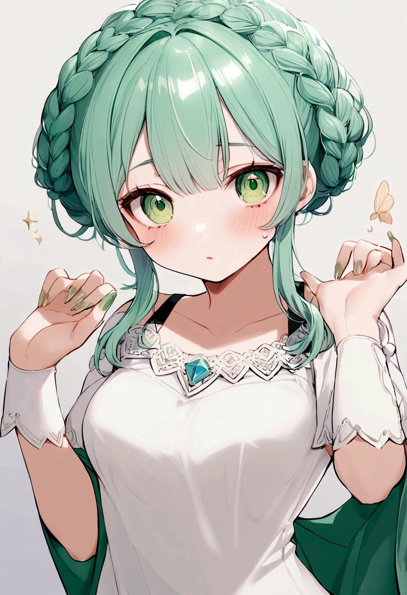 cabelo verde claro　escravos　Katyusha　Curvar-se ou　gelado　jovem　Poses impertinentes　bonitinho　peitos para fora　friendly