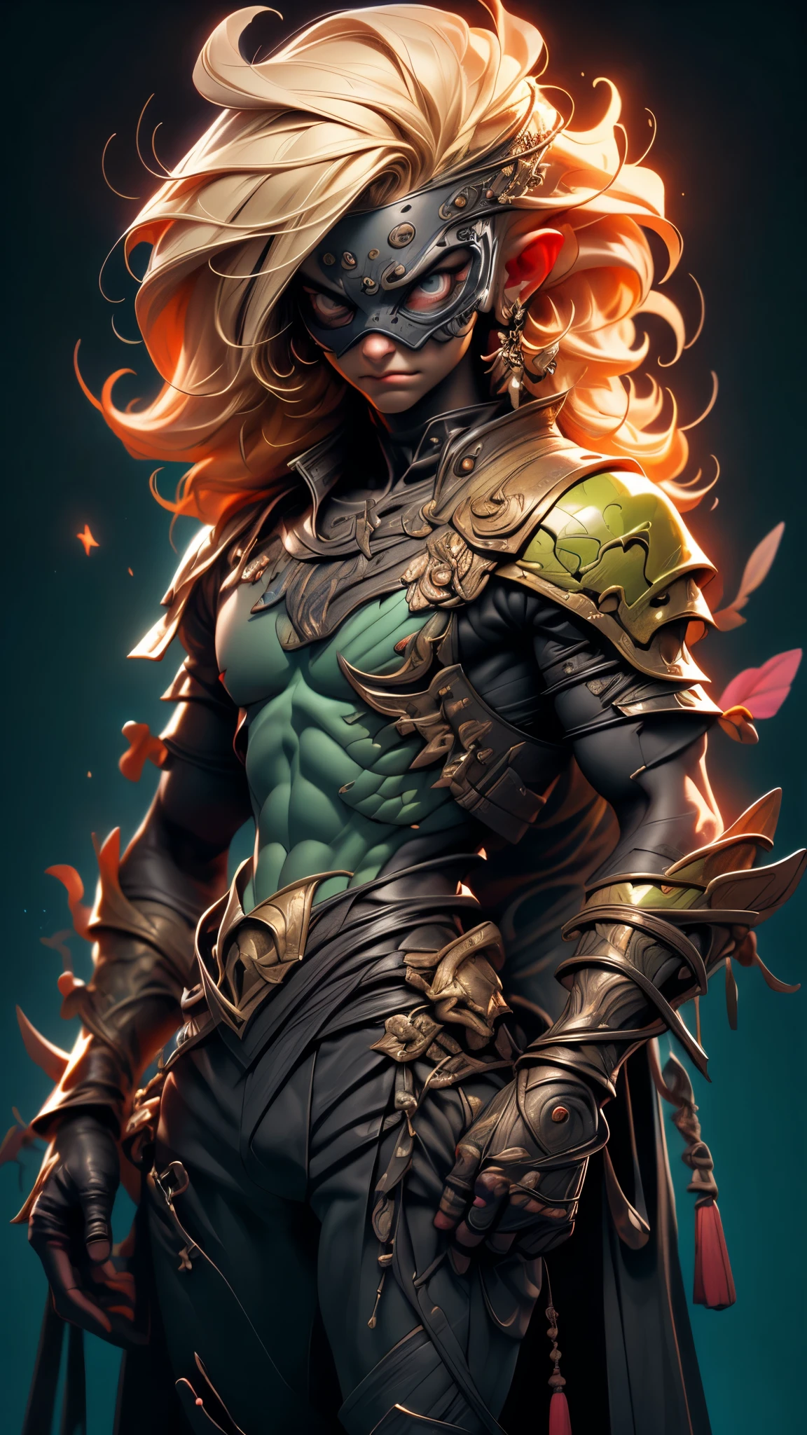 (best quality,4k,8k,highres,masterpiece:1.2),ultra-detailed,(best quality,realistic:1.2), lovely woman, Beautiful girl shaman, wearing mask made of wood, field of poppy flowers, portrait, standing in an s-shape, green ringlets, sexy breast, 4k , great details and colours, sunset, play, joy, beauty, harmony, portrait, soft lighting, vibrant colors, HDR, 8k, absurdres, cinestill 800, sharp focus, add_detail:2, Ultra HD | | | ((Fullbody-shot)) add_detail:2 (1woman, solo)