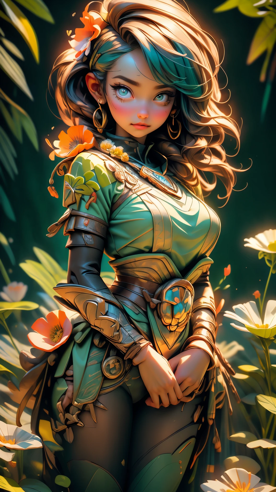 (best quality,4k,8k,highres,masterpiece:1.2),ultra-detailed,(best quality,realistic:1.2), lovely woman, Beautiful girl shaman, wearing mask made of wood, field of poppy flowers, portrait, standing in an s-shape, green ringlets, sexy breast, 4k , great details and colours, sunset, play, joy, beauty, harmony, portrait, soft lighting, vibrant colors, HDR, 8k, absurdres, cinestill 800, sharp focus, add_detail:2, Ultra HD | | | ((Fullbody-shot)) add_detail:2 (1woman, solo)