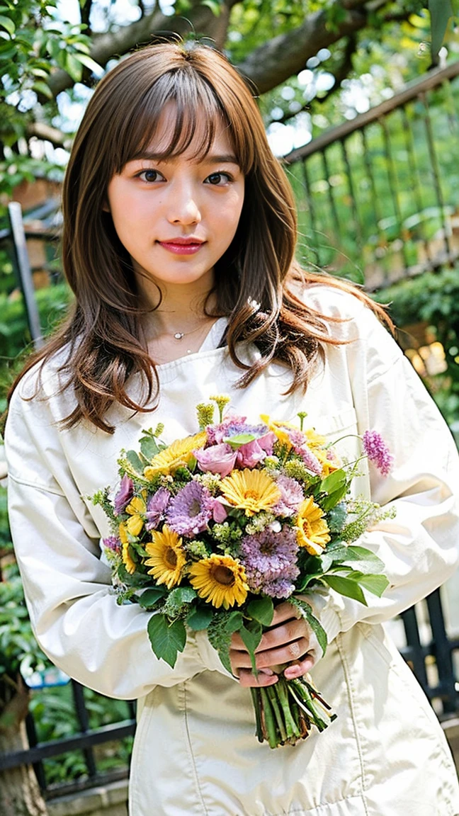 (ultra-Detailed Background, Detailed Background), Absurd, High resolution, Super detailed, Very detailed, One girl, (bouquet:1.3), (Zentangle:1.2), (Geometric:1.2),(colorful),