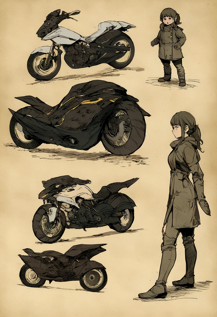 baby girl on the Harley Davidson Dragon field, concept art, comic art
