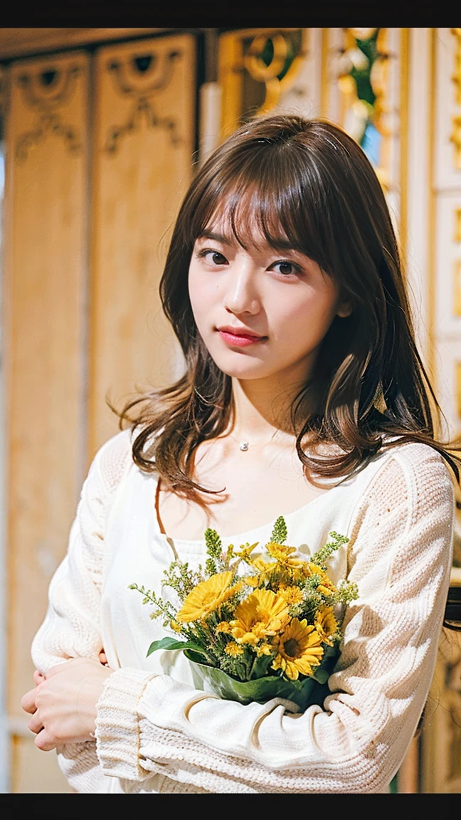 (ultra-Detailed Background, Detailed Background), Absurd, High resolution, Super detailed, Very detailed, One girl, (bouquet:1.3), (Zentangle:1.2), (Geometric:1.2),(colorful),