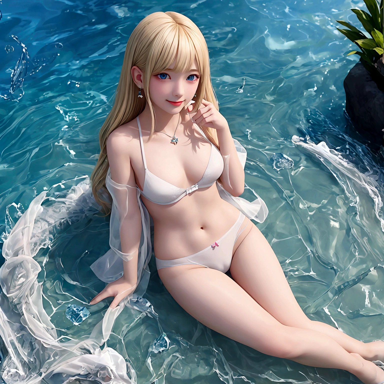 2 位Very漂亮的瑞典16 歲漂亮的女孩、 white blond hair、 (( Sexy and gorgeous transparent underwear and panties))、(Colorful transparent underwear and panties) 、Very、 shiny skin、 white skinned、 a smile、 beautiful bangs、 long and straight、 2位絲般美麗的white blond hair女郎、 shiny hair、 Extra long super straight hair、 Eyeliner、 a small face、 Extra large firm breasts、 crystal clear ocean blue eyes、 shining with beautiful light、 Earrings, pendants, headwear and bracelets hanging from the ears、beautiful and smart girl、 Playing in the water at the outdoor beach and taking a full body photo of two people、 Looking to the future