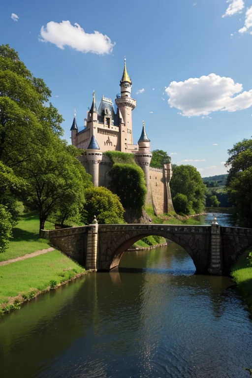 Castle with bridge and river