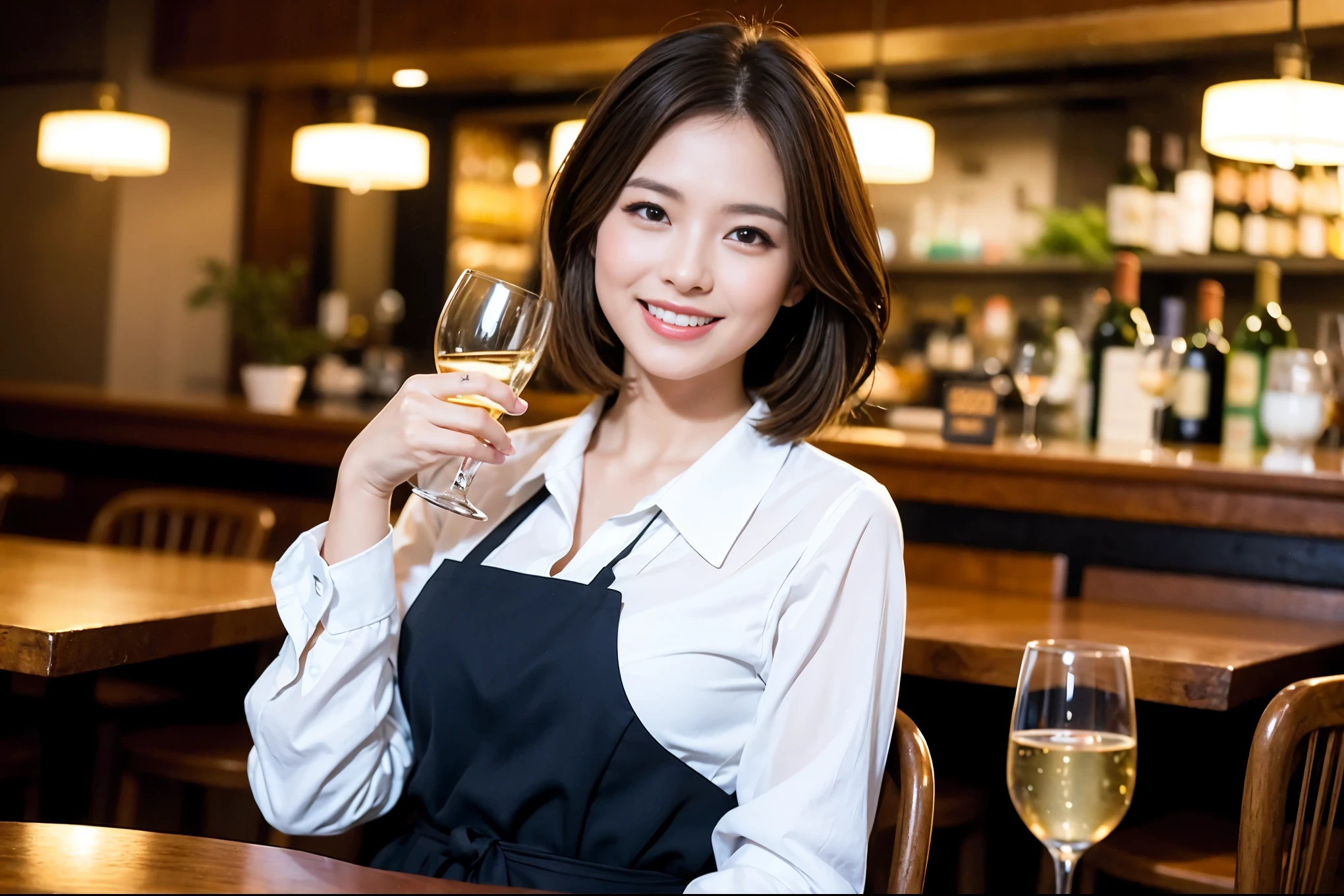 ((highest quality、8k、masterpiece:1.3))、1 male、1 female、石原さとみ似美女Couple、lover、Couple、The body is slim、full-course dinner、テーブルの上のwine glass、Put the light on your face、 Amazing view of the sunset sky and clouds、A bright smile、The wonderfulness of smile、Bright image、 short hair,Bright Face、 (Age 37), "41 years old, red wine 、Appetizers、Italian food、Wine bottle、Champagne、sparkling wine、Two beauties、Brown Hair、Shortcuts、Long sleeve shirt、dress、Pretty Woman 1, (slimな顔), (The body is slim), (Brown Hair), (Shortcuts), cheeks turn a little red,Attractive beauty、restaurant, In a prominent place (From the waist up) Nova Frog Style, actress, model, Upper Body, White wine, slim, wine glass, 中央に置かれたwine glass, smile, (smile: 1.15), Beautiful fine grain, Depth f/2,saturation, High Contrast, Strong light and shadow,Moist Body:1.5、3D texture、Delicate eyes、Brown Hair、The hair is very shiny、