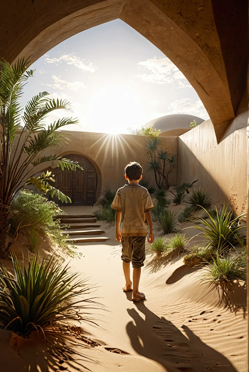 (1boy), eastern architecture, plants, dune environment
reflections, realistic lighting, light rays, beams of light, realistic, high quality photo, 4k, 7-dune
