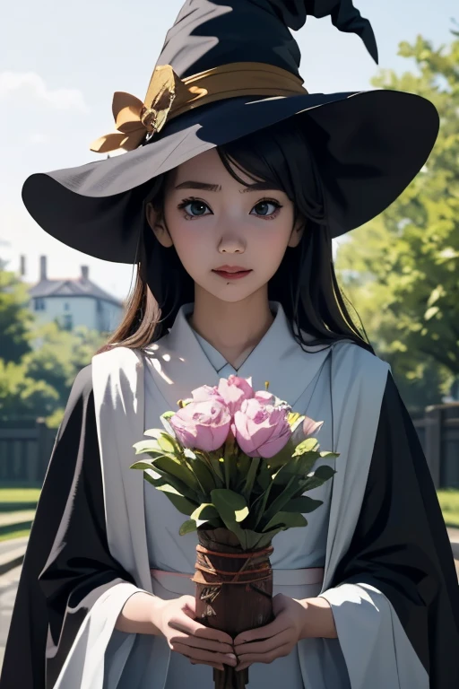 (masterpiece, highest quality), Cute single girl、Cute Witch、Cute Wizard:1.5、Witch Robe、Witch Hat、head to waste、
