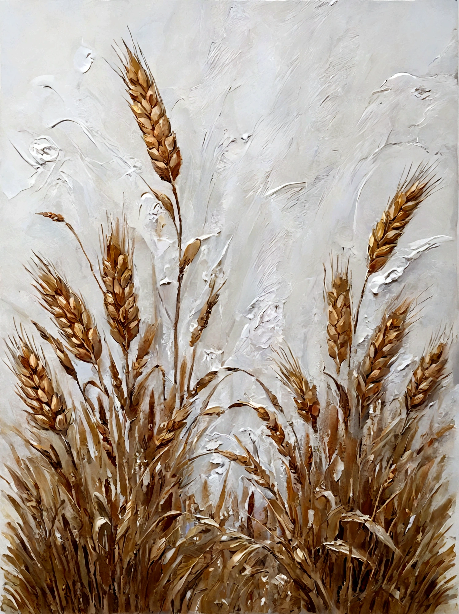 一捆Wheat，Wheat，reed，vanilla，bright，White background，real，emotion，Thick textured paint, 