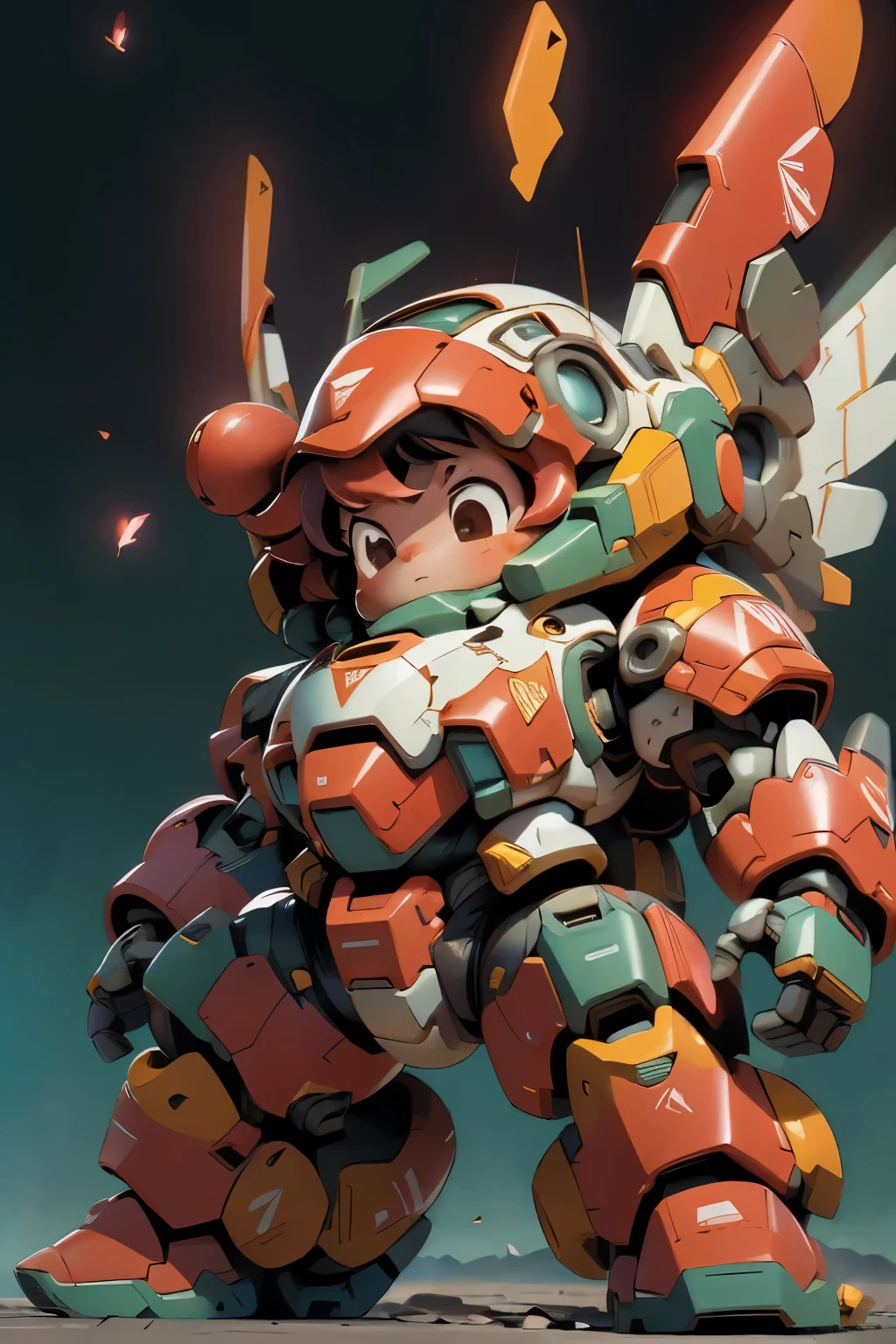 (((****ung girl in large red-colored robot body costume floating under the blue skies, from below))), (bulky:1.7), large cute face, red_eyes, looking down, determined face, mechanical parts, ((mechanical wings)), ((mecha musume)), ((dynamic pose)), (full armor:1.7), (bulky armor:1.7), (shoulder guards:1.2), (short legs), (huger body:1.7), (Heavy armament:1.5), (heavy equipment:1.5), ((giant robot)), (headgear), white clouds, robot joints, becoming a mecha, mecha, BJ_Cute_Mech, ROBOTANIMESTYLE, (RARS) BREAK ((masterpiece)), vibrant colors, 8k, best quality, ultra detailed illustration, ((best quality)), ((high resolution)), flawless skin textures, shiny oiled skin, extremely detailed anime eyes , extreme light and shadow
