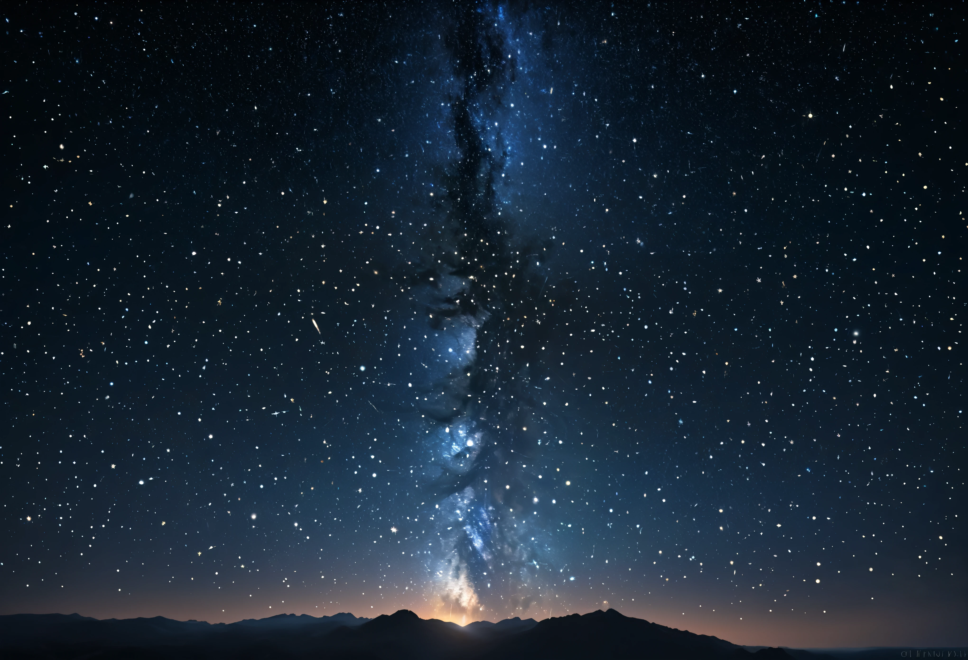 A breathtaking constellation of stars sparkles in the night sky, creating a sense of wonder and awe. This fantastic display is extremely detailed, capturing every minute aspect of each shimmering point of light. Presented in an 8K Dende Wallpaperasuter piece, the image boasts the best quality, with ultra-detailed rendering of each star's brilliance. The illumination and shadow play in this piece are unparalleled, adding depth and realism to the stunning celestial scene.