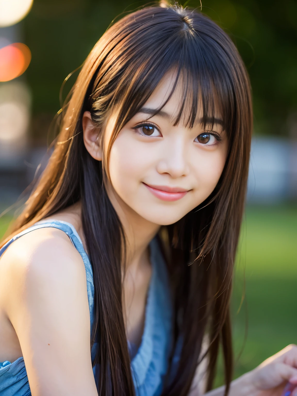 (Best-quality, Masterpiece, Ultra-High-Resolution, (Photorealistic:1.4), Raw Photo, depth of field, professional lighting, perfect anatomy, extremely details), 1girl, -yeld, thost famous Japanese idol, (((completely drunk, high on))), ((extremely cute realistic-face like the most popular Japanese idol, ((extremely cute and extremely big realistic-eyes)), extremely beautiful and extremely realistic hair)), (((extremely beautiful and extremely realistic skins))), extremely cute and extremely realistic long-eyelashes, extremely cute and extremely realistic lips, (((innocent smile)))