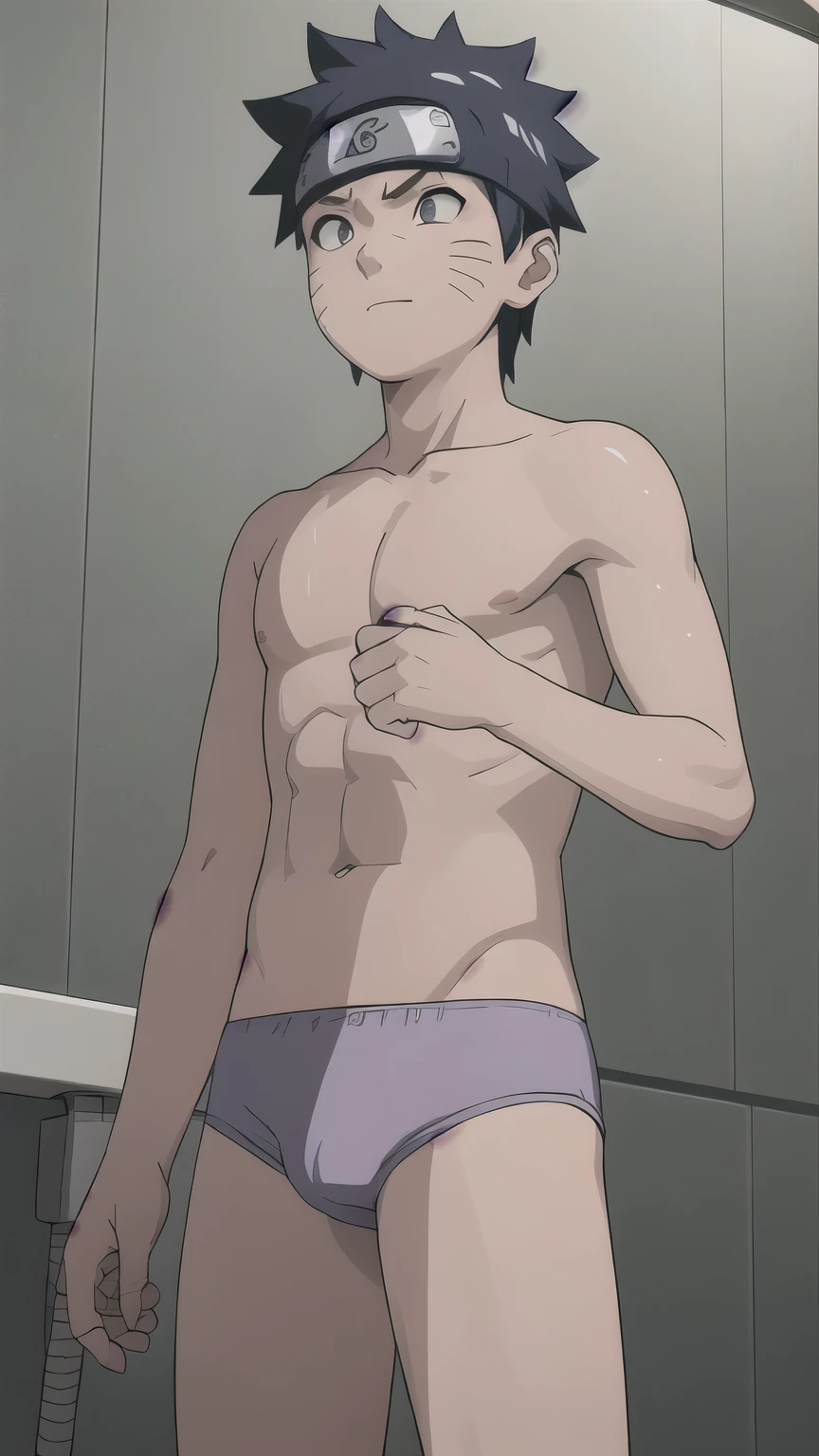 Naruto, shirtless, underpants, purple brief, showering, -yeld bo