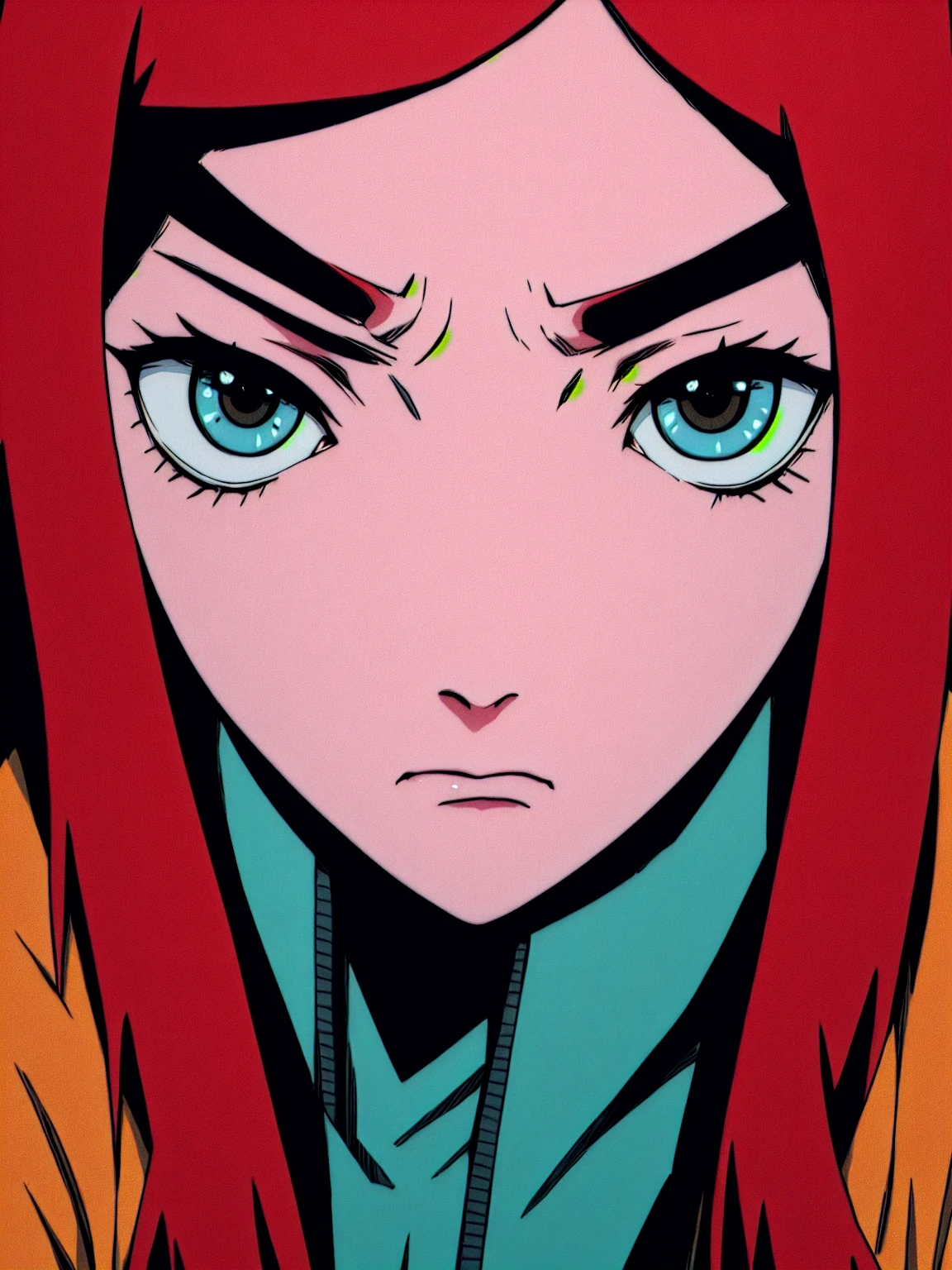uzumaki_kushina, large_breasts, standing, solo, masterpiece, best quality, detailed face, detailed eyes, highres, whole body, angry face, on attack