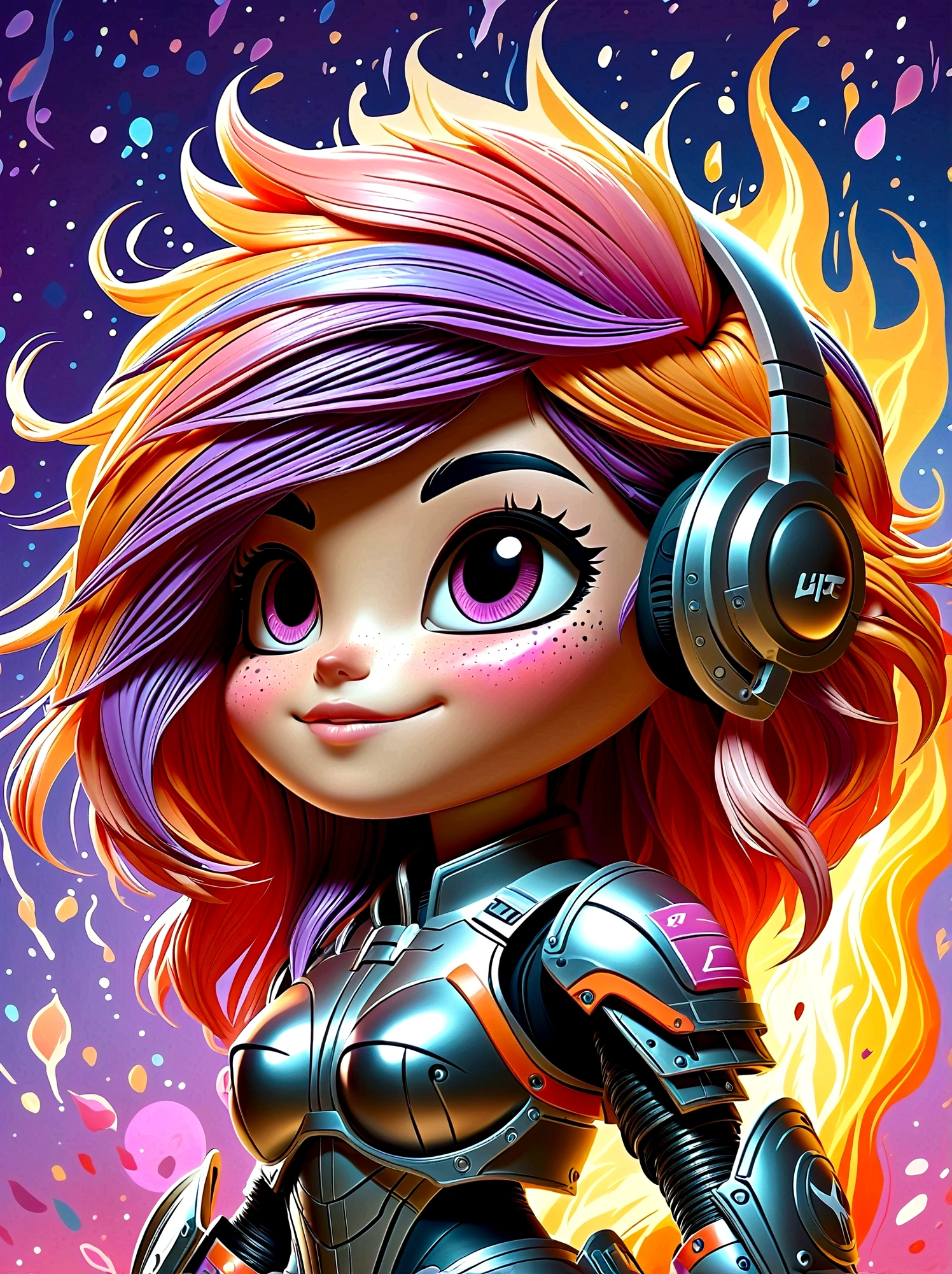 (masterpiece，Best quality:1.2，lifelike:1.4)，Cartoon Characters，Vector illustration，Abstract style 1girl,full body,smoke,water,cloud,fire,, best quality, ultra high res, (photorealistic:1.4), Non-representational, colors and shapes, expression of feelings, imaginative, highly detailed, (transparent heavy armor warrior tranzp suit:1) neon vein, heavy armor helmet with purple and orange neon transparent glow made of ral-ledlights, 1kexx1