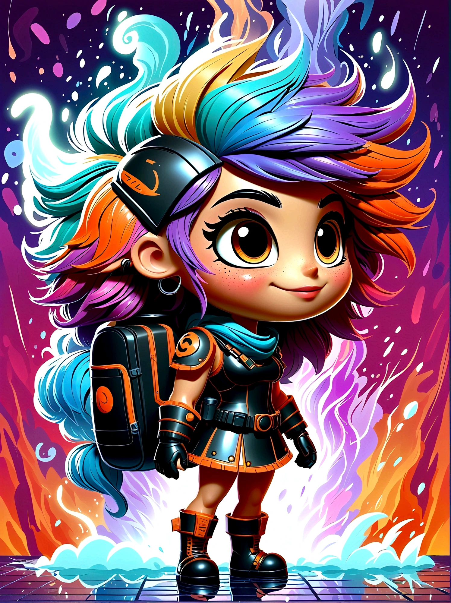 (masterpiece,Best quality:1.2,lifelike:1.4),Cartoon Characters,Vector illustration,Abstract style 1girl,full body,smoke,water,cloud,fire,, best quality, ultra high res, (photorealistic:1.4), Non-representational, colors and shapes, expression of feelings, imaginative, highly detailed, (transparent heavy armor warrior tranzp suit:1) neon vein, heavy armor helmet with purple and orange neon transparent glow made of ral-ledlights, 1kexx1
