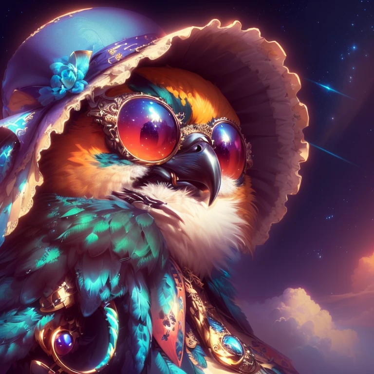 there is a bird with a hat and sunglasses on it, 4k highly detailed digital art, highly detailed digital artwork, highly detailed digital art, cute detailed digital art, beautiful digital artwork, great digital art with details, beeple and jeremiah ketner, beautiful art uhd 4 k, 4k detailed digital art, high detailed digital art, high quality hd digital art