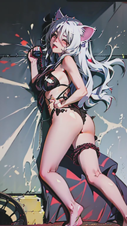 18-year-old、 Long white hair、Cat ear 、(Blushing your nose, Big Breasts, Half-open eyes, ), [Full Body Shot]、Lots of white love juice、Thin pubic hair、Full Body Shot,Body Piercing,Spread your legs wide、Head to toe shot、Squirting、I looked at it from the side a little.............、Hips move up and down、chest moves up and down、move your hips up and down vigorously、Ahegao、Deep waist、Hips are on the floor、Black Hanekawa、bondage、Chest compressions、No change、Uncut、4K(8k)、Crying face、Tie your hands behind your back、Blowjob(10.0)、Her vagina and anus are fucked from behind.、orgasm、shout、Rope bound breasts BDSM style、