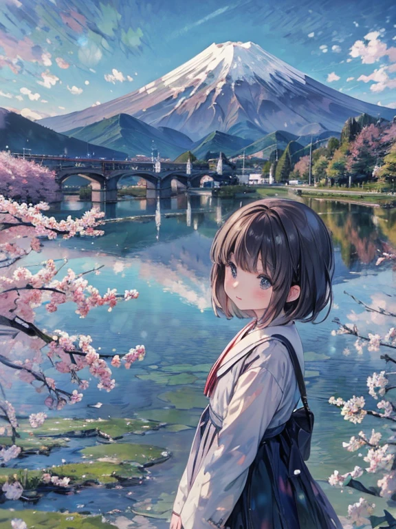 8k, (Impressionism:1.5), Mount Fuji as seen from Lake Kawaguchi