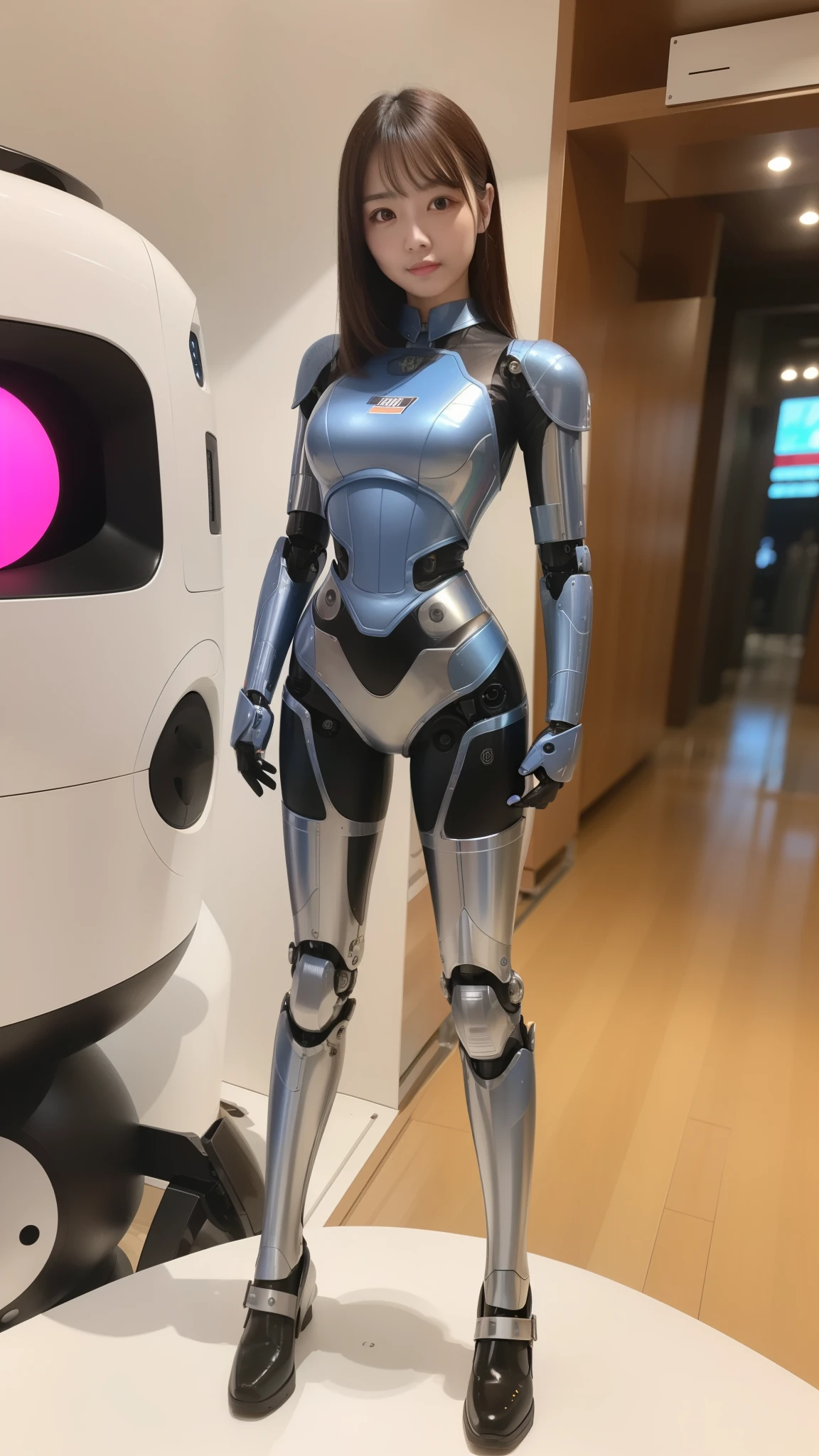 armored robot, Police, robot, perfect-female-robot, perfect-mechanical-body