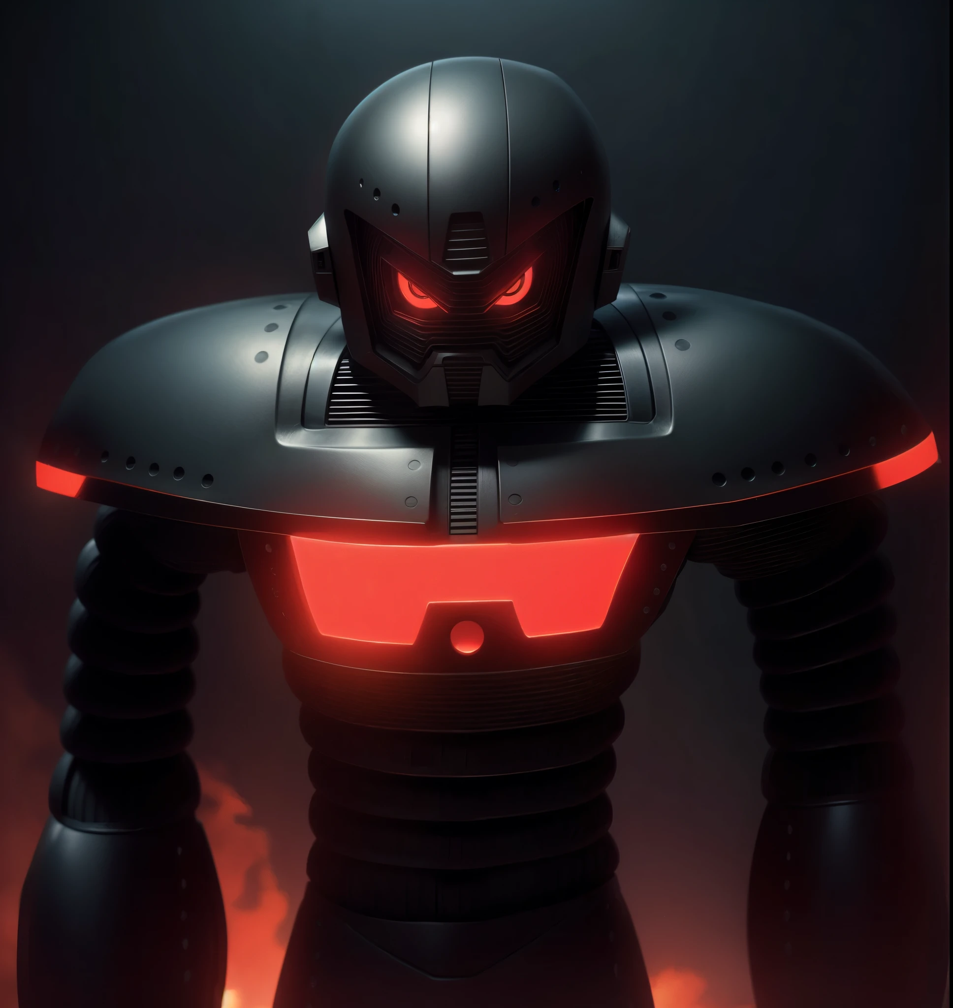 Round armor, robot, cyber, high quality, black iron body, red eyes, battlefield in the background,Bright background,