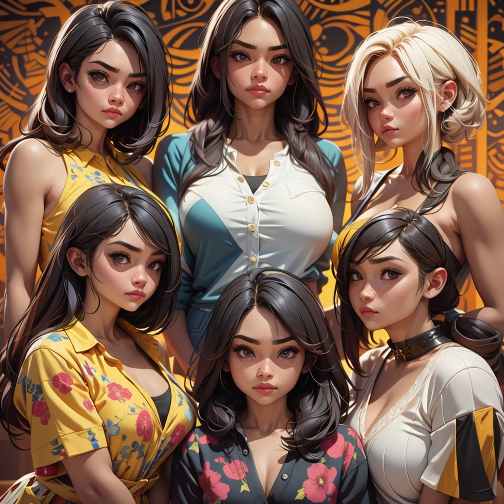 (Best Quality, 2k, Masterpiece, QHD: 1.3, A Handsome short haired african barbarian man is surrounded by three women up against him touching him and gaze at him, at a mansion, wearing Tracksuits that show off body, perfect bodies, women: long flowing hair, seductive, materials, golden hour, , jewelry, golden hour, photorealistic, masterpiece, in love, small grin, perfect faces, Flirtatious-groping