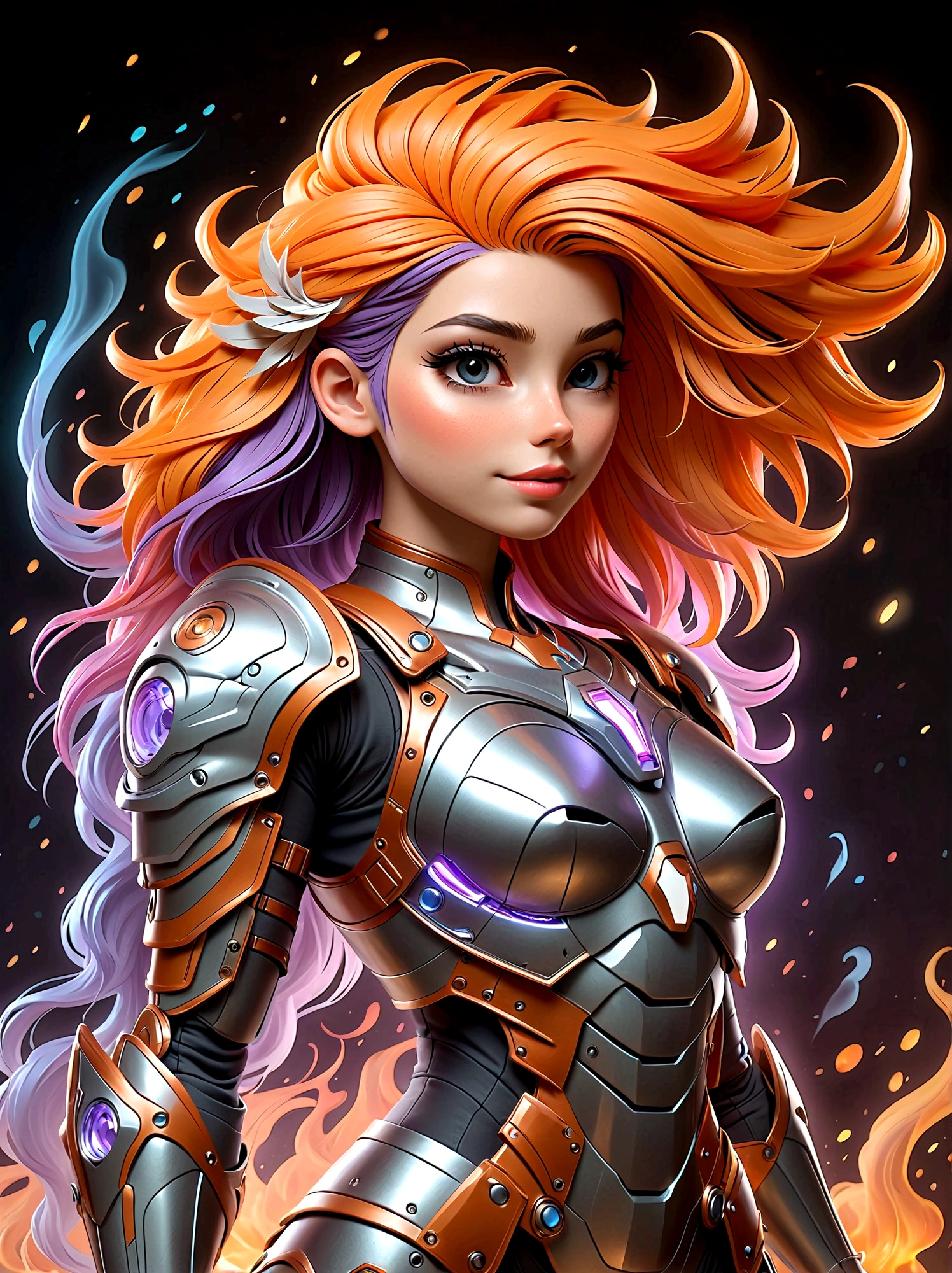 (masterpiece，Best quality:1.2，lifelike:1.4)，Cartoon Characters，Vector illustration，Abstract style 1girl, full body,smoke,water,cloud,fire, best quality, ultra high res, Non-representational, colors and shapes, expression of feelings, imaginative, highly detailed, (transparent heavy armor warrior tranzp suit:1) neon vein, heavy armor helmet with purple and orange neon transparent glow made of ral-ledlights, 1kexx1