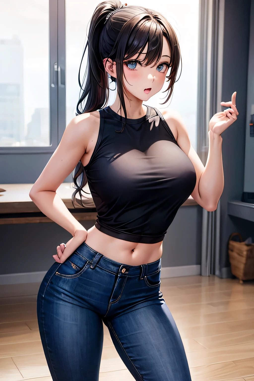 girl in sexy sport jeans