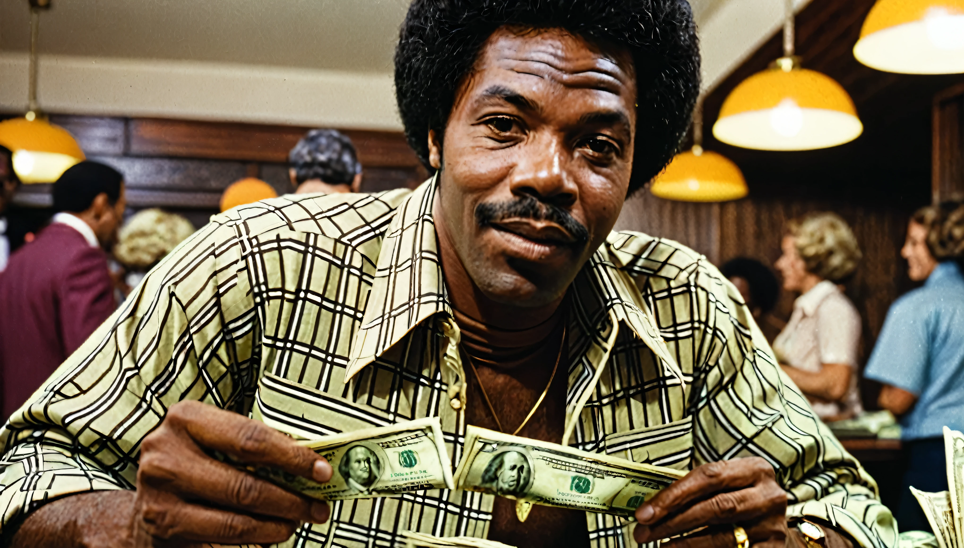 1970s African-American male counting cash
