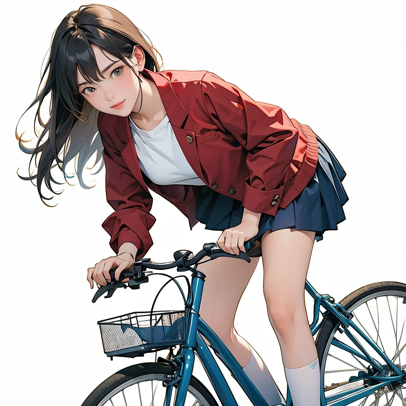 (masterpiece, best quality:1.2), 1girl, ride a bicycle, solo