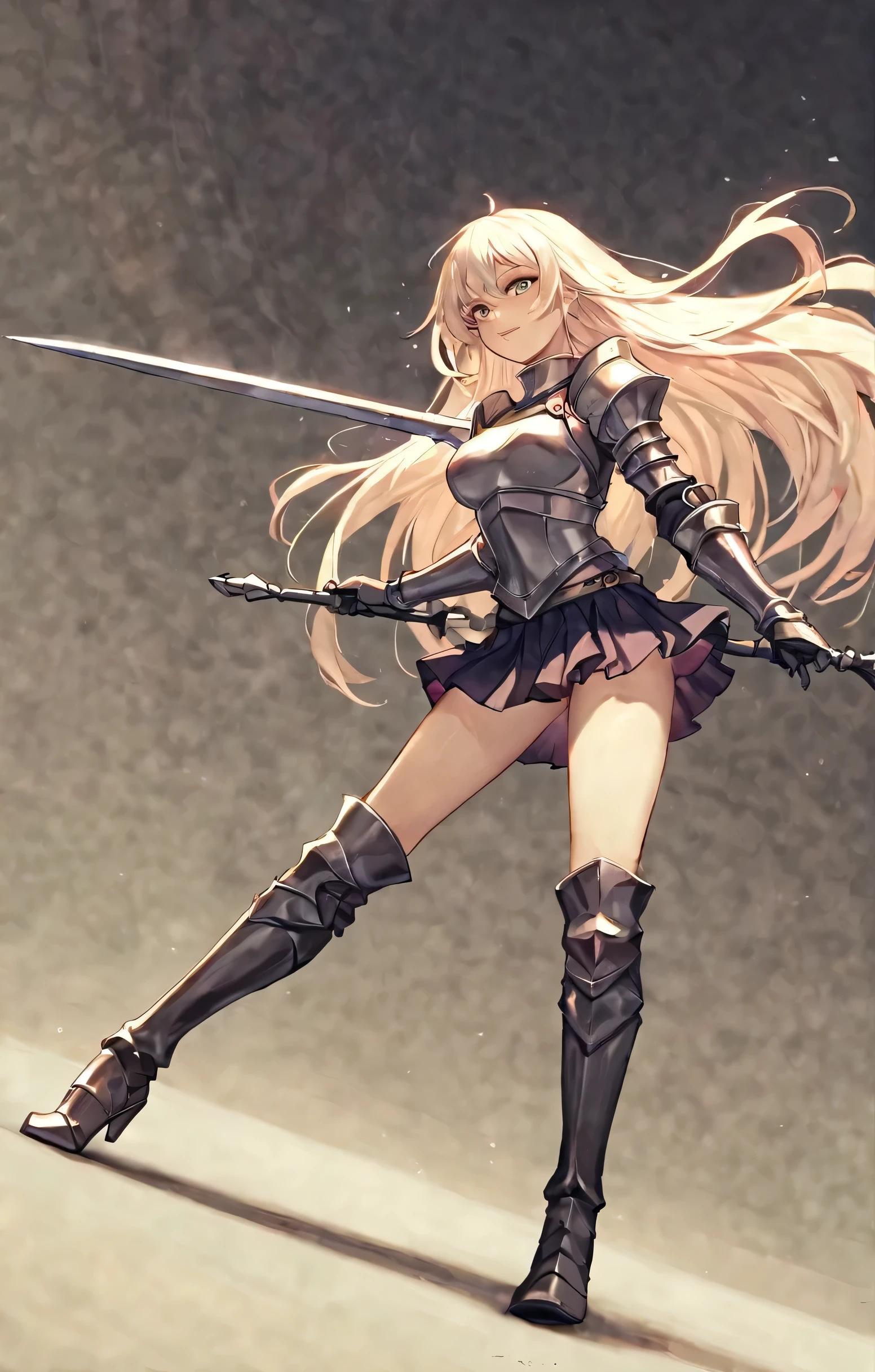 core_9,score_8_up,Female Knight,cartoon,Holy Spirit,Short skirt,Boots,Long glove,Long hair