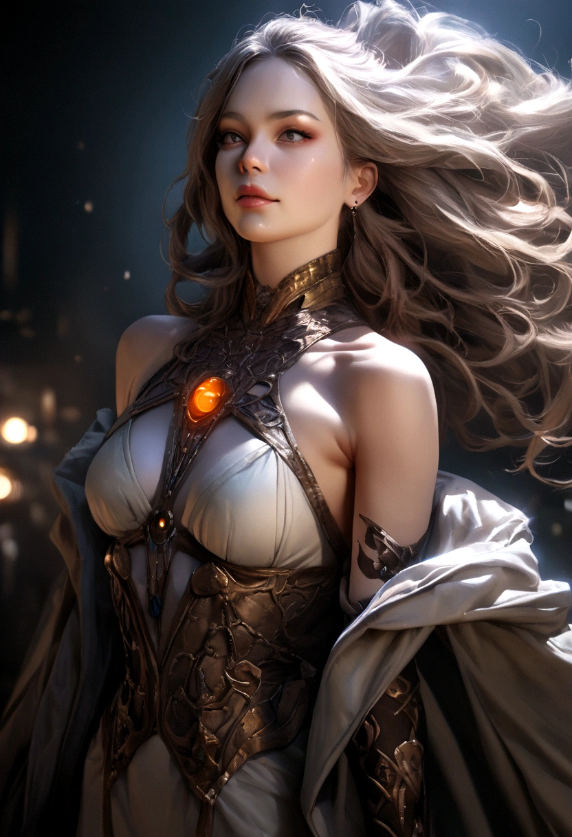 high quality, intricate details, awe-inspiring, (best quality, 4k, 8k, highres, masterpiece:1.2), ultra-detailed, (realistic, photorealistic, photo-realistic:1.37), HDR, UHD, studio lighting, ultra-fine painting, sharp focus, physically-based rendering, extreme detail description, professional, vivid colors, bokeh, fantasy, magic, sorceress, female mage, arcane punk, cyberpunk, futuristic, atmospheric, moody lighting, intricate costume design, flowing robes, intricate jewelry, piercing gaze, seductive expression, porcelain skin, long hair, dramatic makeup
