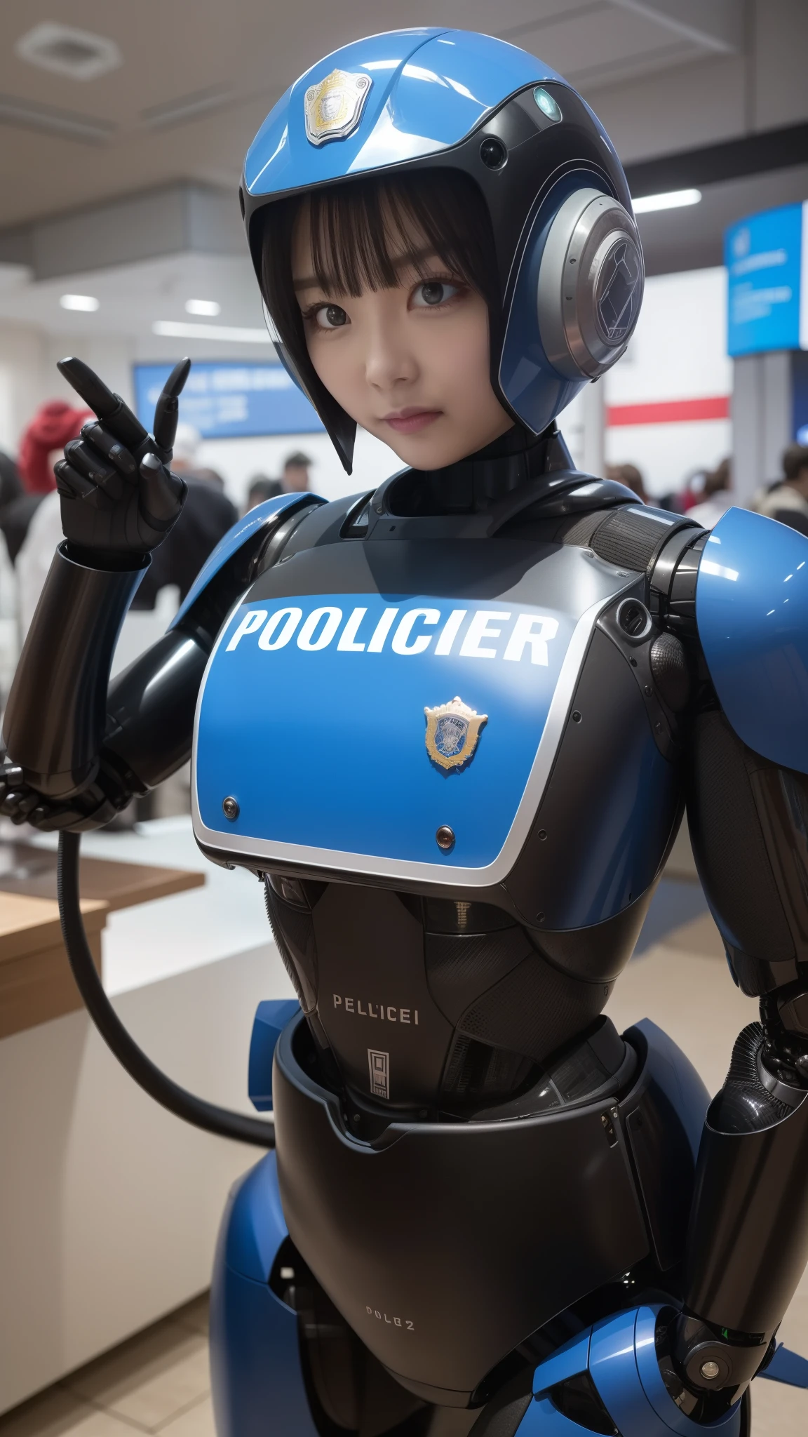 armored robot, Police, robot, perfect-female-robot, perfect-mechanical-body
