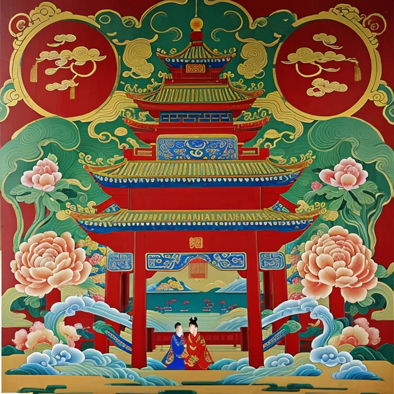 Chinese folk decorative paintings without figures