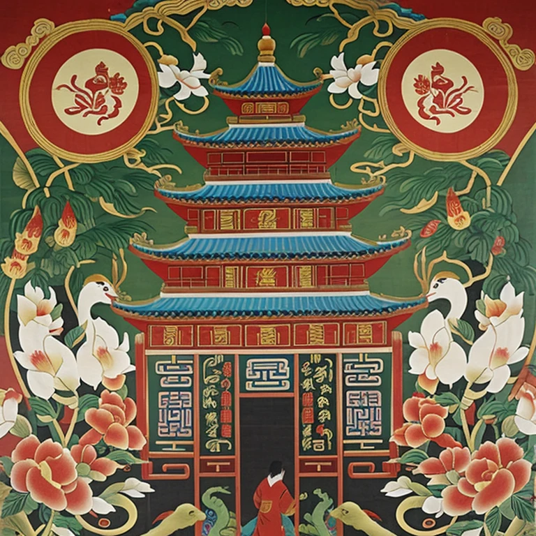 Chinese folk decorative paintings without figures