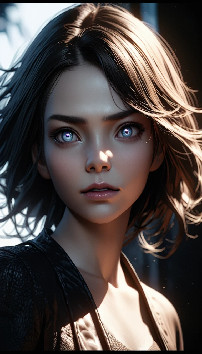 a woman with a beautiful but disgusted facial expression, close-up, extremely detailed face, detailed eyes, detailed lips, beautiful skin, flawless complexion, dramatic lighting, cinematic composition, moody atmosphere, dark shadow, high contrast, photoreal, 8k, hyper-realistic