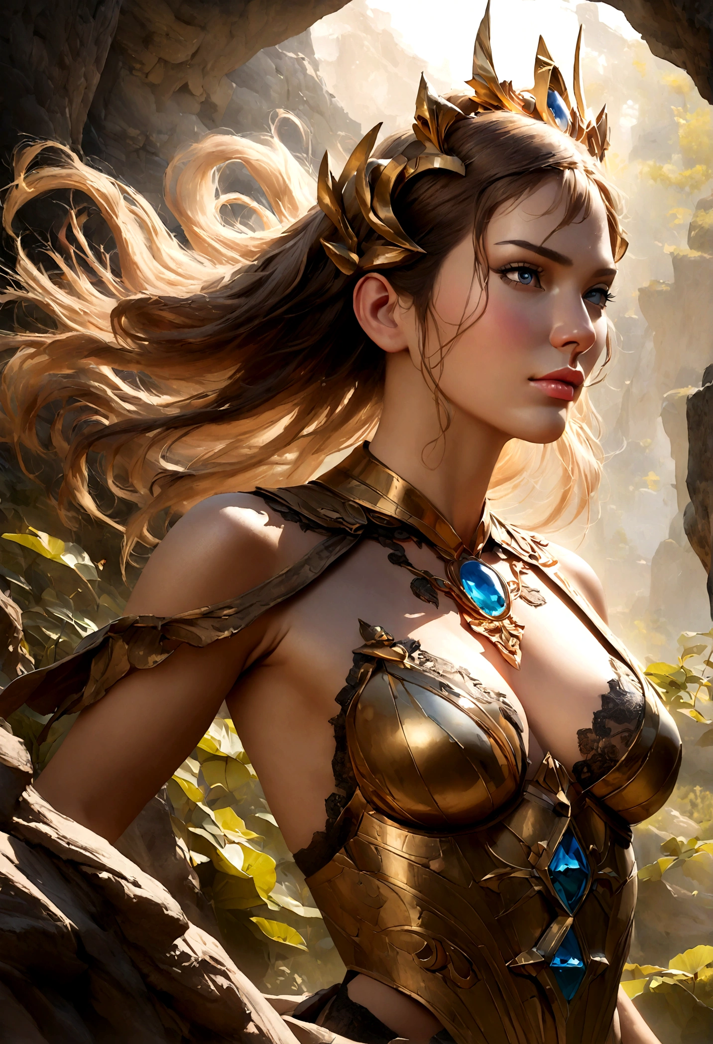 pretty female barbarian swinging her spear, perfect hands, perfect face, slender, surrounded by goblins, battleground background, Octane render, 3D, UHD, high quality, ultra detailed, perfect composition, ultra detailed perfect face, smooth, ultra-high definition, 8k, unreal engine 5, ultra sharp focus, intricate artwork masterpiece, ominous, golden ratio, intricate, epic, vibrant, quality production, cinematic character render, ultra-high quality model, super realistic, realistic photography, extra sharp details, sharp focus, kids story book style, muted colors, watercolor style, Artgerm, WLOP, Greg Rutkowski, Alphonse Mucha, Bokeh, Ilia Repin, Leonor