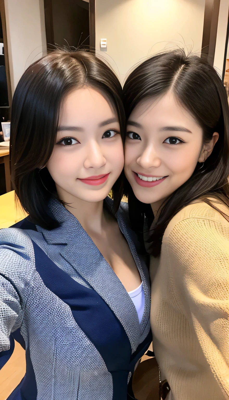 ((highest quality, 8k, Tabletop :1.3)), (Realistic, Realistic:1.4)Beautiful woman with perfect figure :1.4, 超Huge breasts, beautiful, smile, (bright:1.4), Beautiful woman, (Highly detailed face:1.2), Fine grain, double eyelid, Beautiful Japanese women, slim:1.9, thin, Oily skin, Shiny skin, Silk Hair,Short Bob Black Hair, Tight clothing,Huge breasts,超huge,2 men and 2 women,Two shots,2 men and 2 women,Two shots,2 men and 2 women,Izakaya,Two shots,One Man,2 men and 2 women,But in Japan,Looking into the camera,But in Japan,Two shots,2 people,Selfie Camera,Selfie Camera,couple,couple,Izakaya,Izakaya couple,But in Japan,Two shots,couple,But in Japan,Two shots,couple,But in Japan,Two shots,Short Bob,huge tits,couple,But in Japan,couple,Two shots of But in Japan,But in Japan,Couple,Super huge boobs,CoupleTwo shots,Super huge boobs,Two shots with my uncle,Two shots with my uncle,Two shots with my uncle,date,make out,make out,Love love,Love love,make out,Couple,Couple,Age difference couple,Age difference couple,Age difference couple,Age difference couple,Love love,Love love,friend,friend,Love love,Couple,Love couple,Man with arms around waist,Short Bob,huge ,Selfie Camera,business suit,Beer in one hand