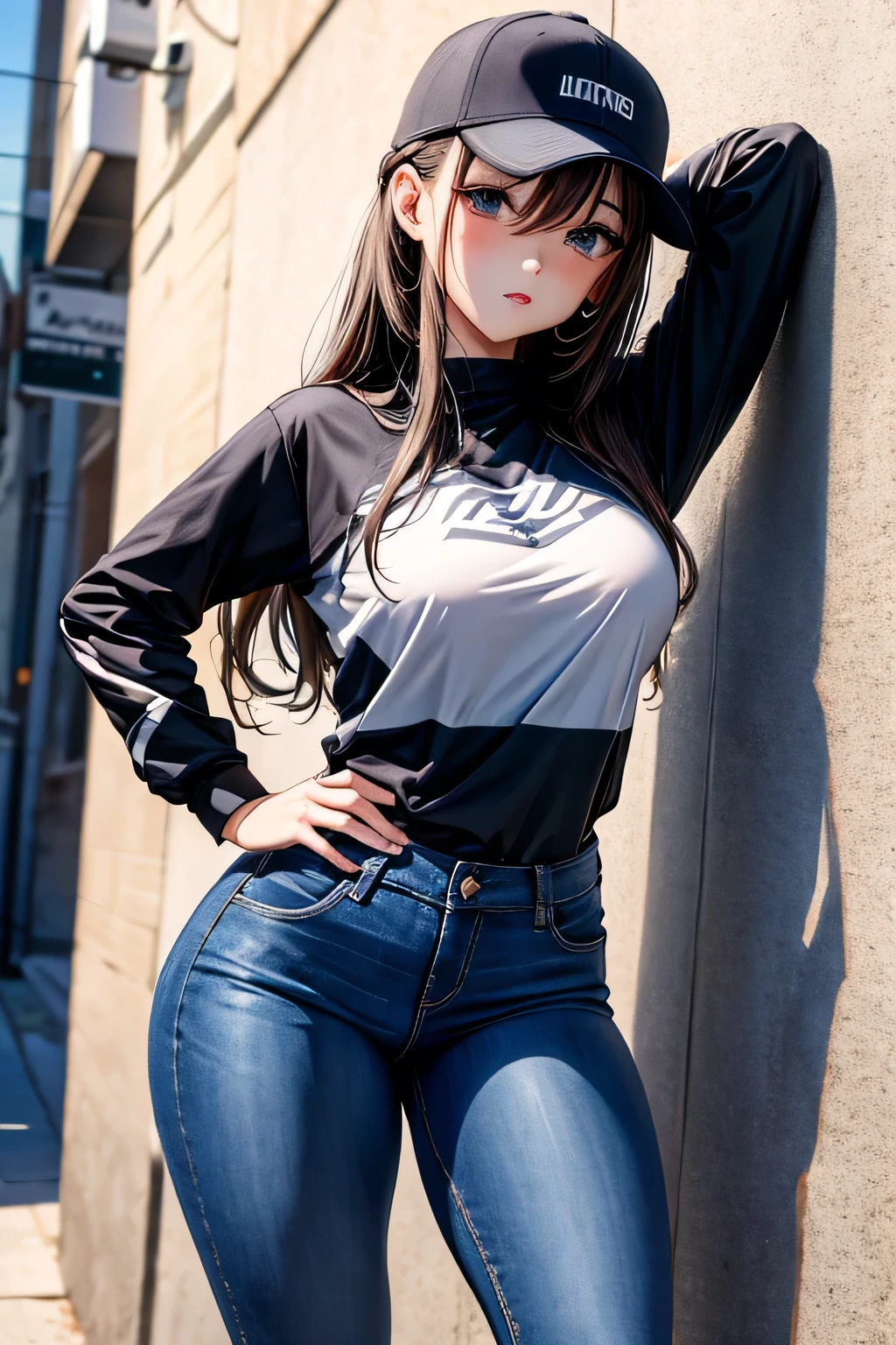girl in sexy sport jeans