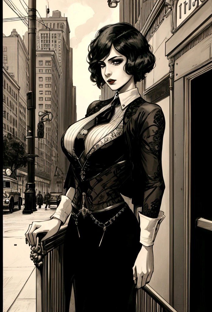 Female lawyer in Chicago in the 1920s, noir atmosphere